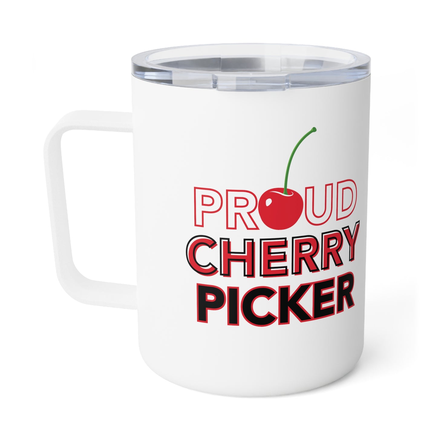 DD Dasher Proud Cherry Picker Insulated Coffee Travel Mug, 10oz