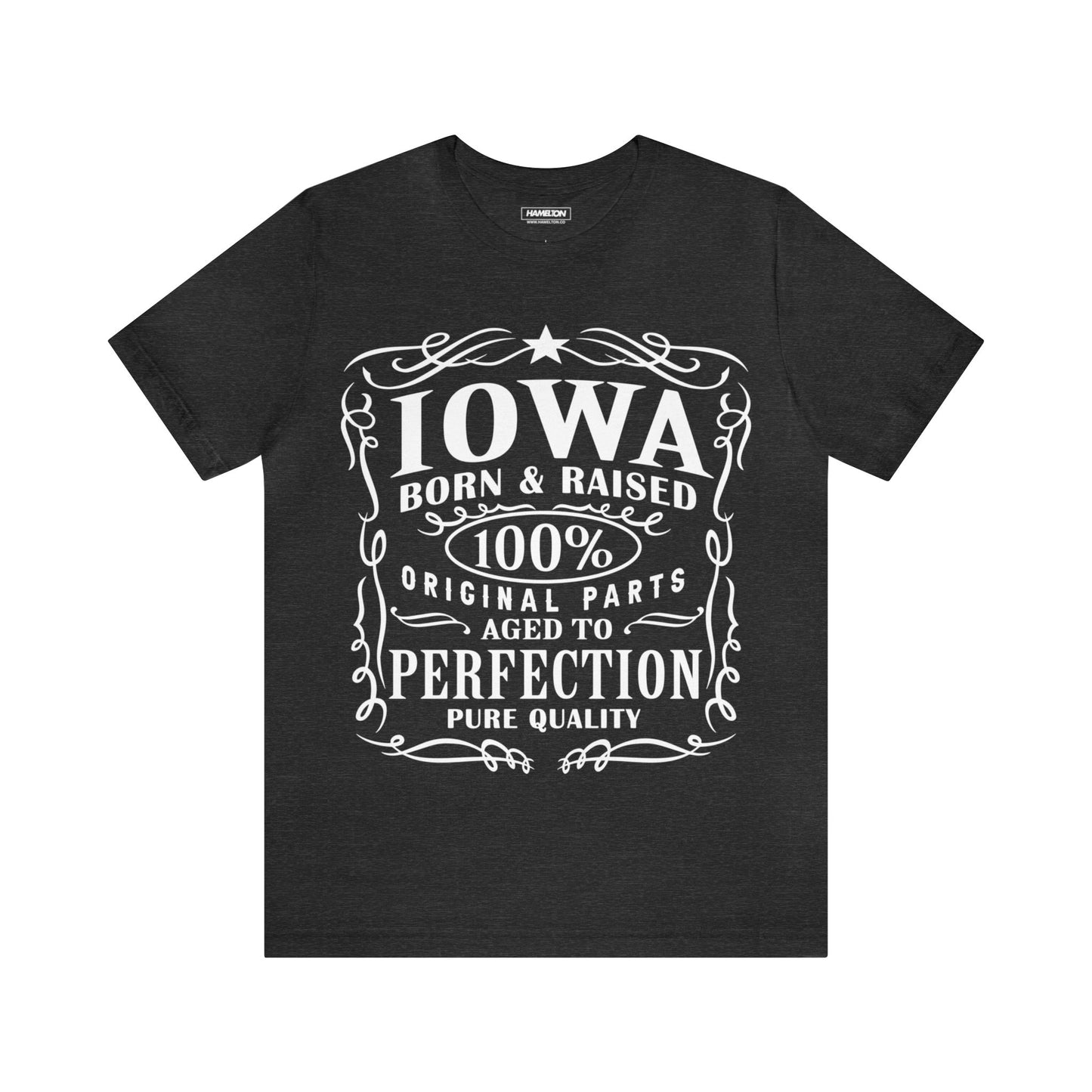 Iowa Born and Raised Whiskey Inspired Jersey Short Sleeve Tee