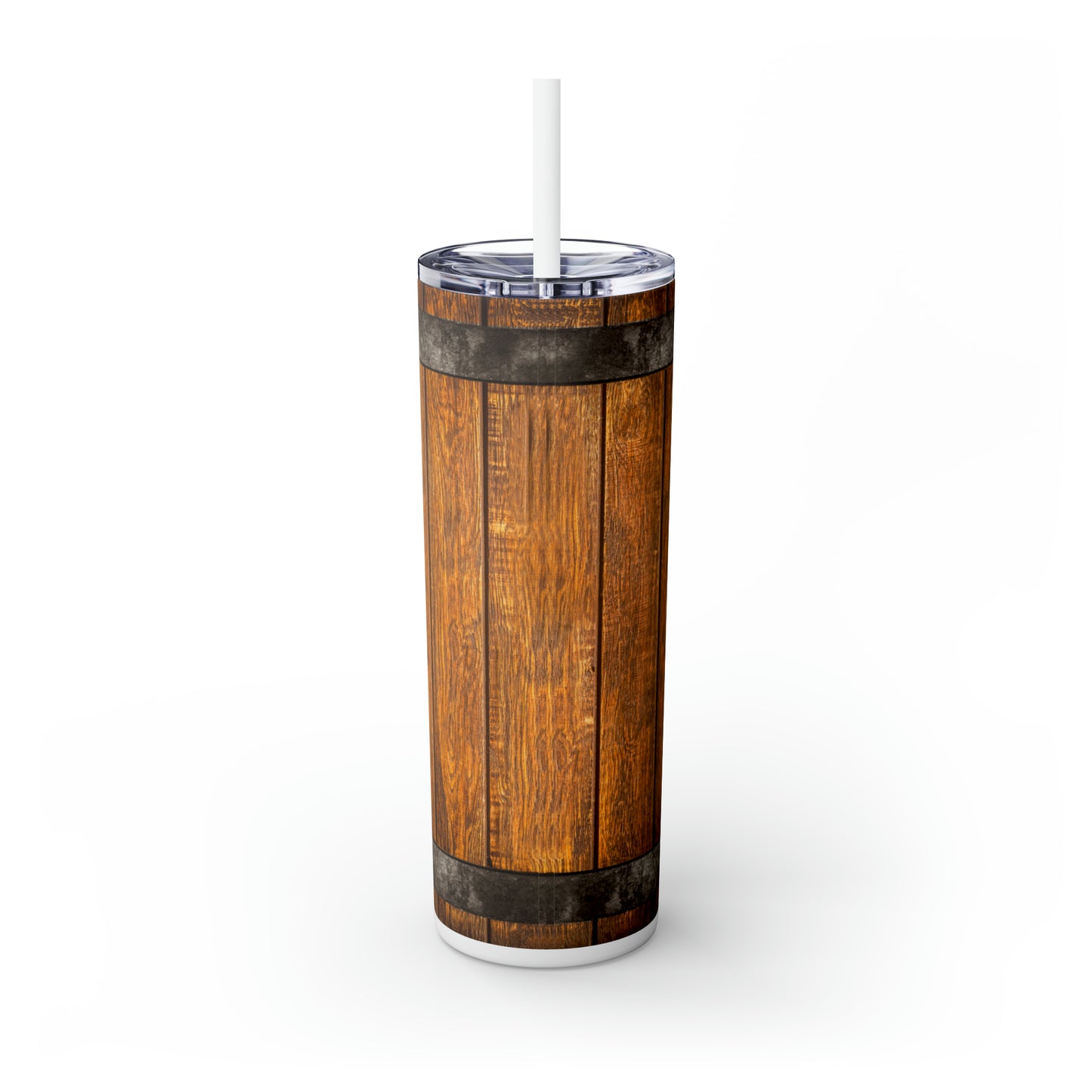 Try That In A Small Town Simulated Whiskey Barrel Wood Skinny 20ozTumbler with Straw