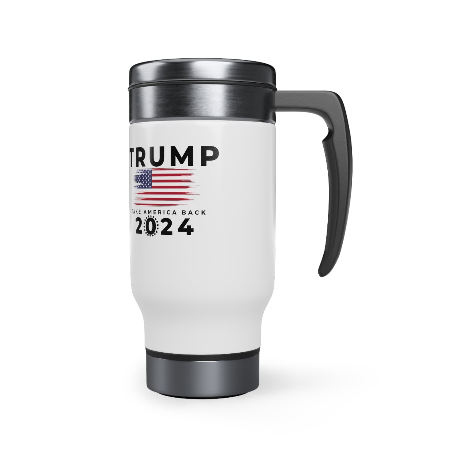 Trump 2024 Stainless Steel Travel Mug with Handle, 14oz