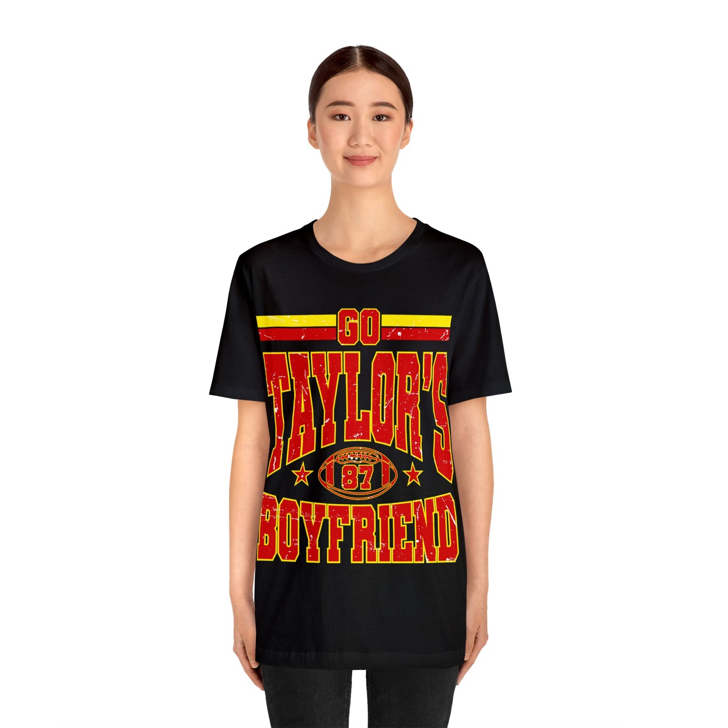 Go Taylor's Boyfriend T-Shirt - Kelce's #87 | NFL Fan Apparel Jersey Short Sleeve Tee