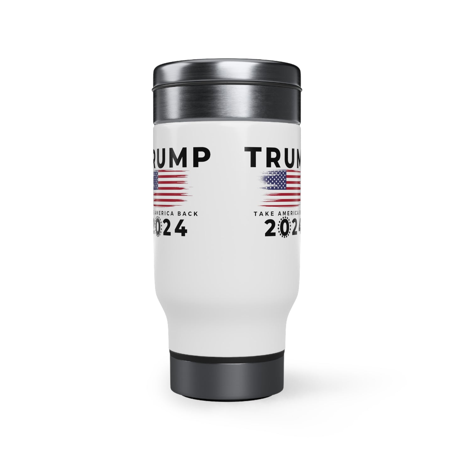 Trump 2024 Stainless Steel Travel Mug with Handle, 14oz