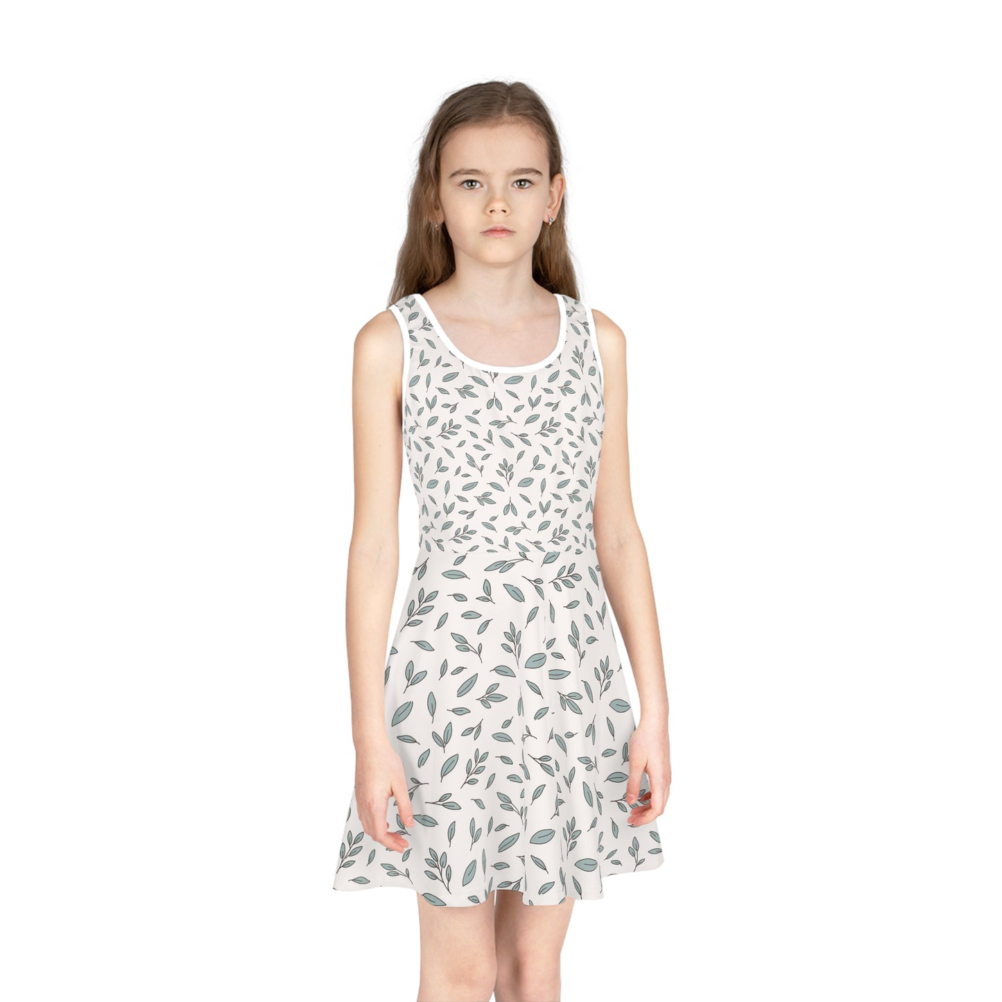 Pastel Leaves Girls' Sleeveless Sundress