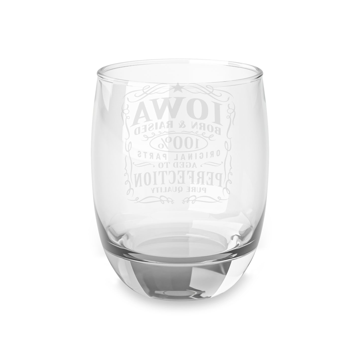 Iowa Born and Raised Whiskey Glass